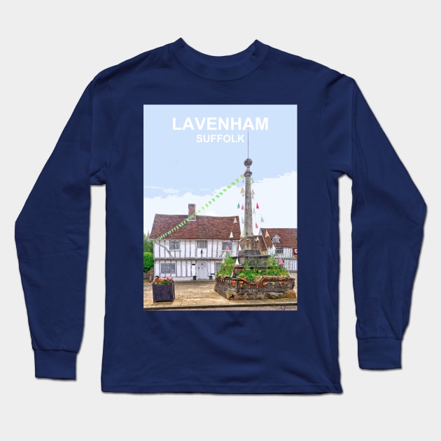 Lavenham, Suffolk gift. Travel poster Long Sleeve T-Shirt by BarbaraGlebska